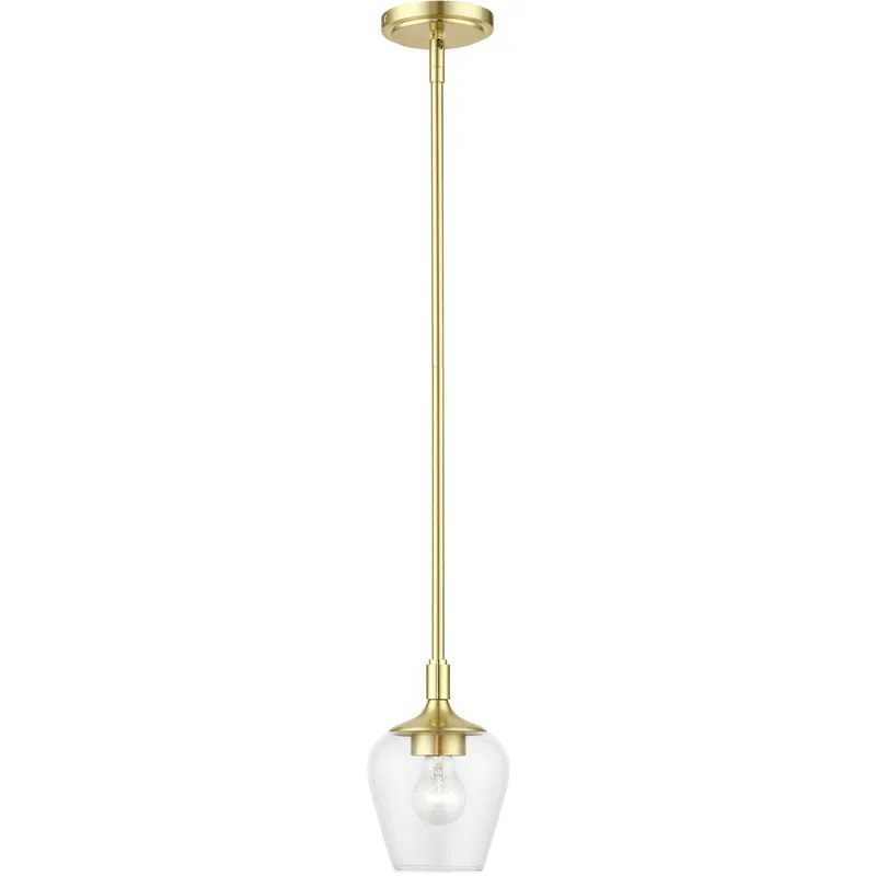 Willow 1 Light 5.75 inch Satin Brass Single Pendant Ceiling Light, Single