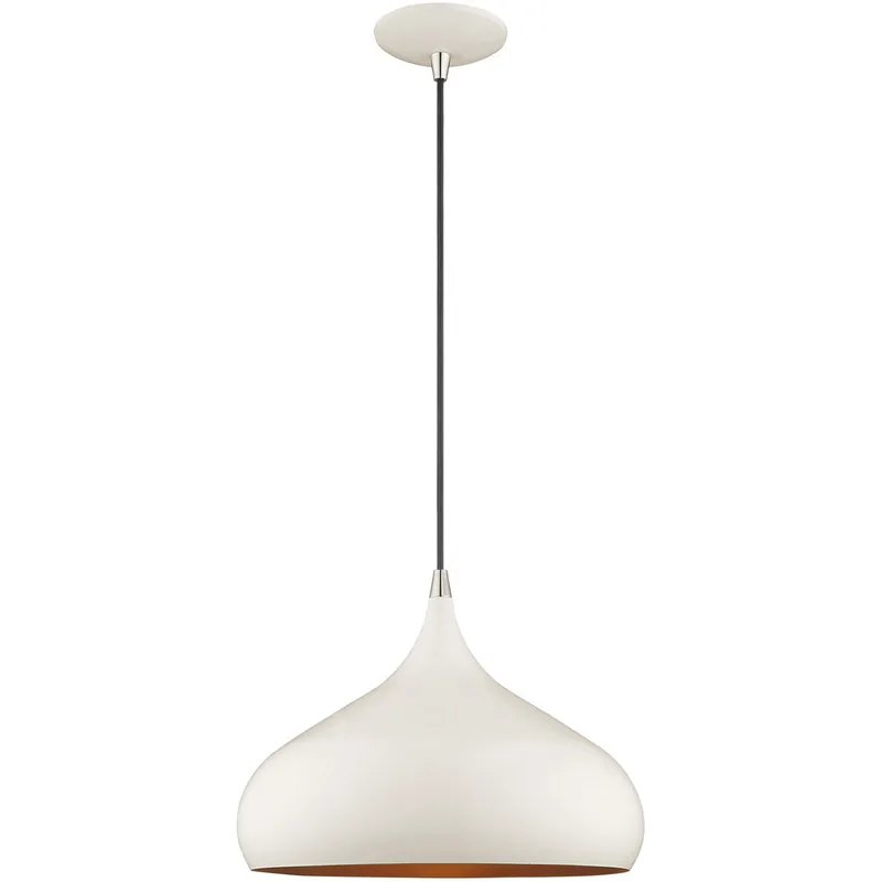 Amador 1 Light 13.75 inch Shiny White with Polished Chrome Accents Pendant Ceiling Light