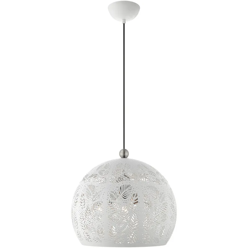 Chantilly 3 Light 15.75 inch White with Brushed Nickel Accents Medium Pendant Ceiling Light