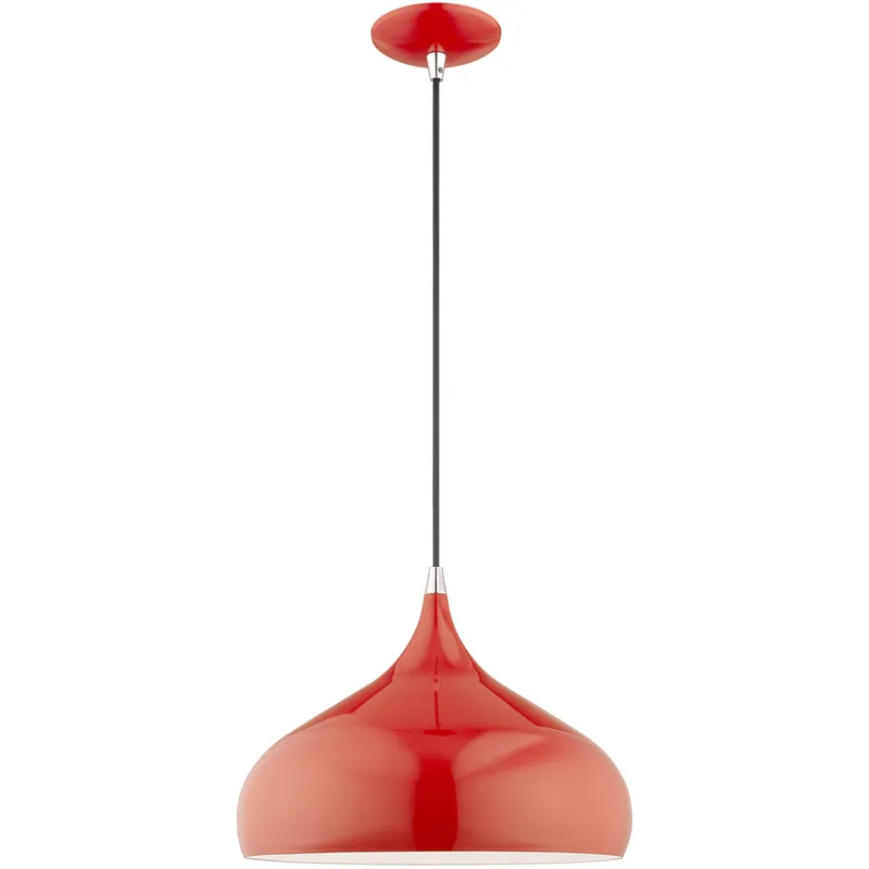 Amador 1 Light 13.75 inch Shiny Red with Polished Chrome Accents Pendant Ceiling Light