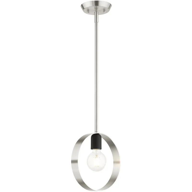 Modesto 1 Light 5.13 inch Brushed Nickel with Black Accents Mini Pendant Ceiling Light