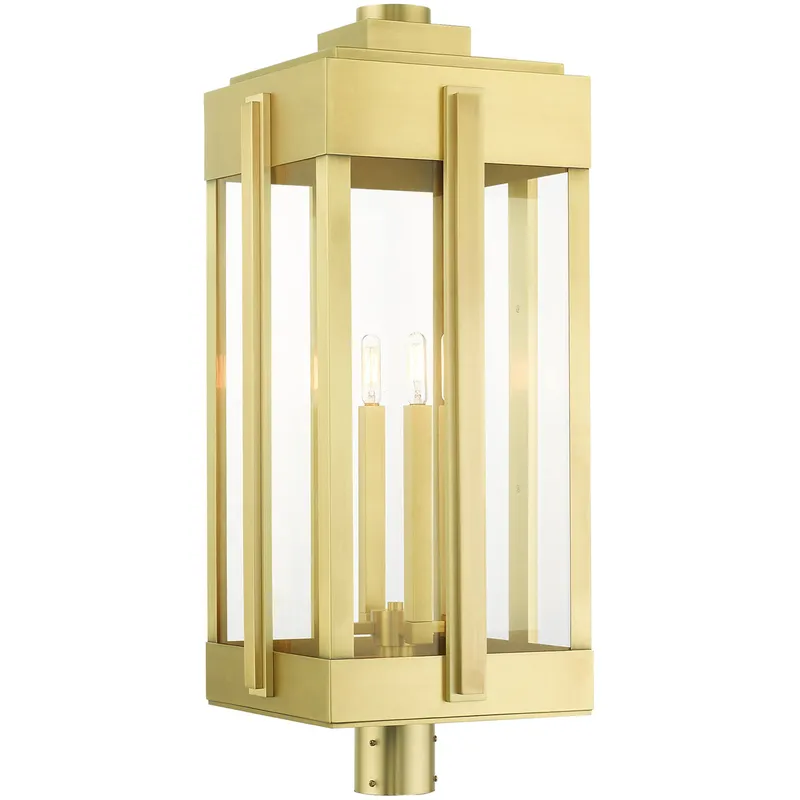 Lexington 4 Light 30.5 inch Natural Brass Extra Large Outdoor Post Top Lantern