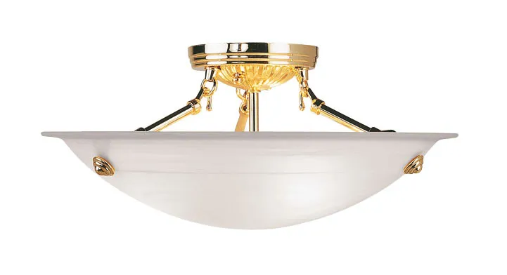 Oasis 3 Light 16 inch Polished Brass Semi-Flush Ceiling Light
