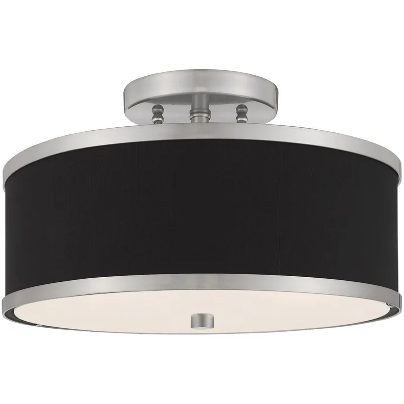Park Ridge 2 Light 13 inch Brushed Nickel Semi-Flush Ceiling Light
