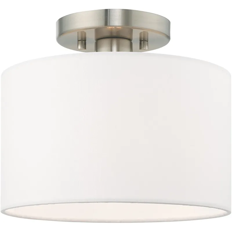 Meridian 1 Light 10 inch Brushed Nickel Semi-Flush Ceiling Light