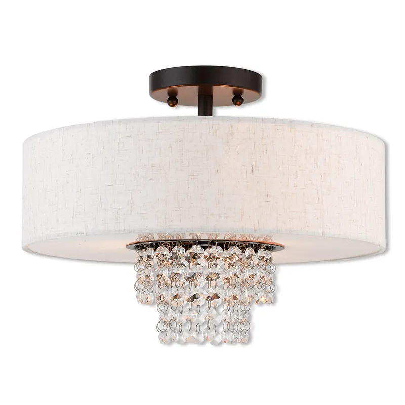 Carlisle 3 Light 15 inch English Bronze Semi-Flush Ceiling Light