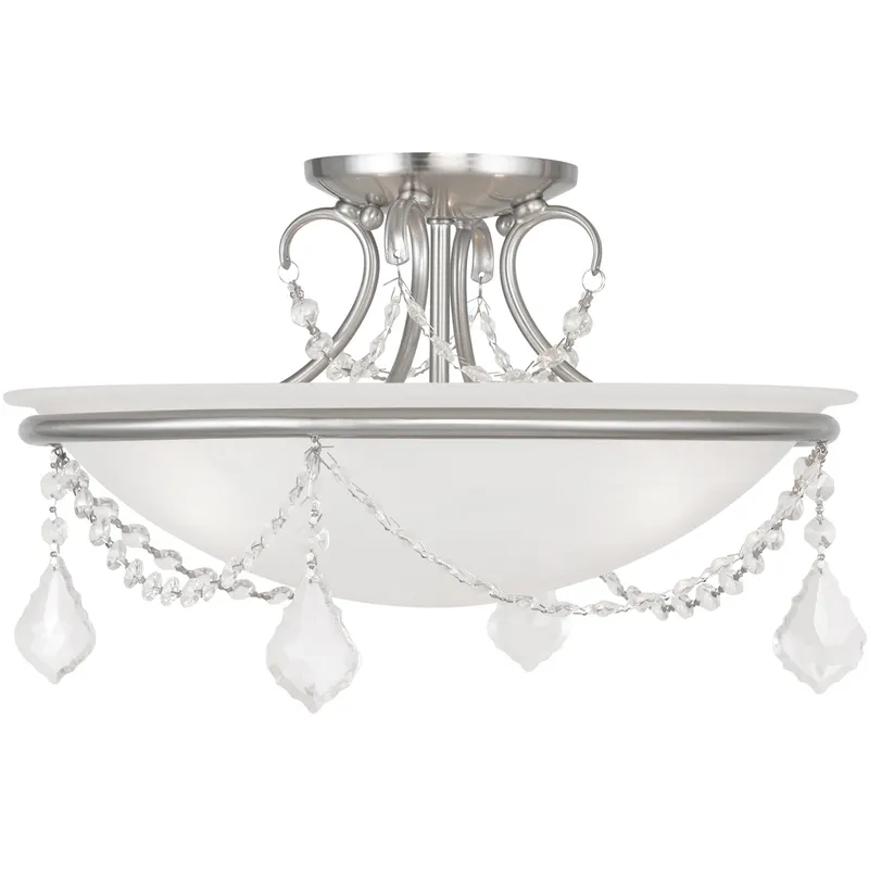 Chesterfield 3 Light 16 inch Brushed Nickel Semi-Flush Ceiling Light