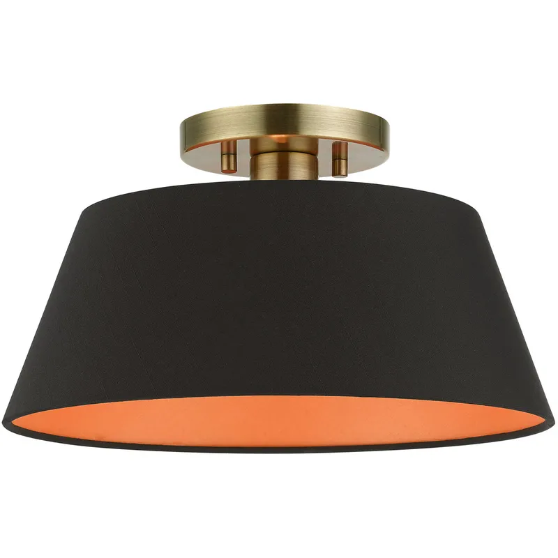 Palma 1 Light 13 inch Antique Brass Semi-Flush Ceiling Light
