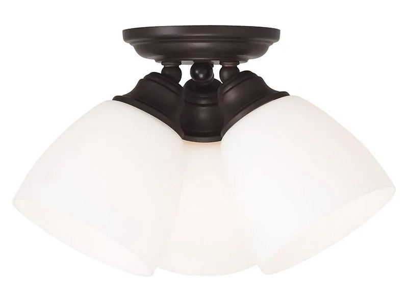 Somerville 3 Light 14.25 inch Bronze Semi-Flush Ceiling Light