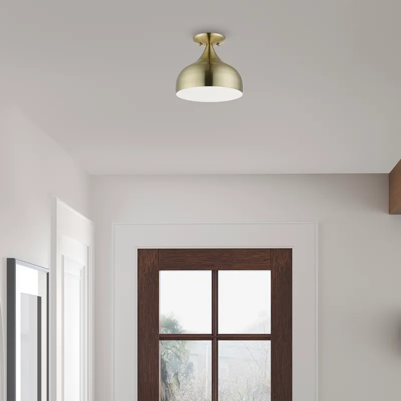Amador 1 Light 10 inch Antique Brass Teardrop Semi-Flush Ceiling Light
