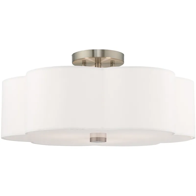Chelsea 3 Light 18 inch Brushed Nickel Semi-Flush Ceiling Light