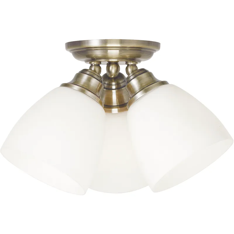 Somerville 3 Light 14.25 inch Antique Brass Semi-Flush Ceiling Light