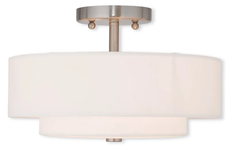 Meridian 2 Light 13 inch Brushed Nickel Semi-Flush Ceiling Light