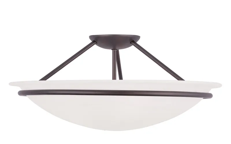 Wesley 4 Light 19 inch Satin Brass Semi-Flush Ceiling Light