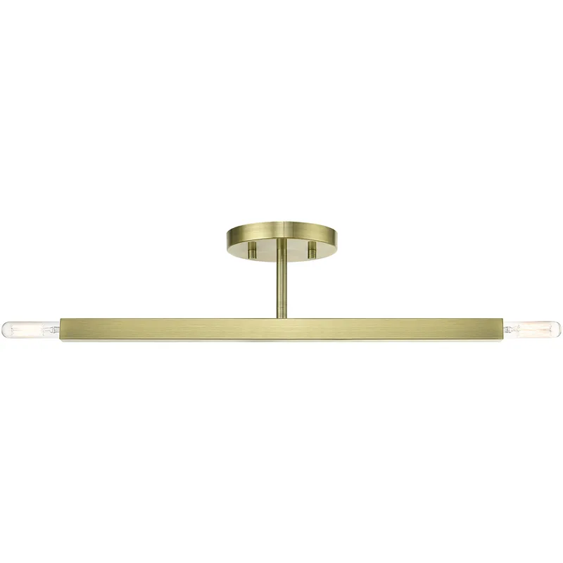 Monaco 2 Light 5.13 inch Antique Brass Semi-Flush Ceiling Light