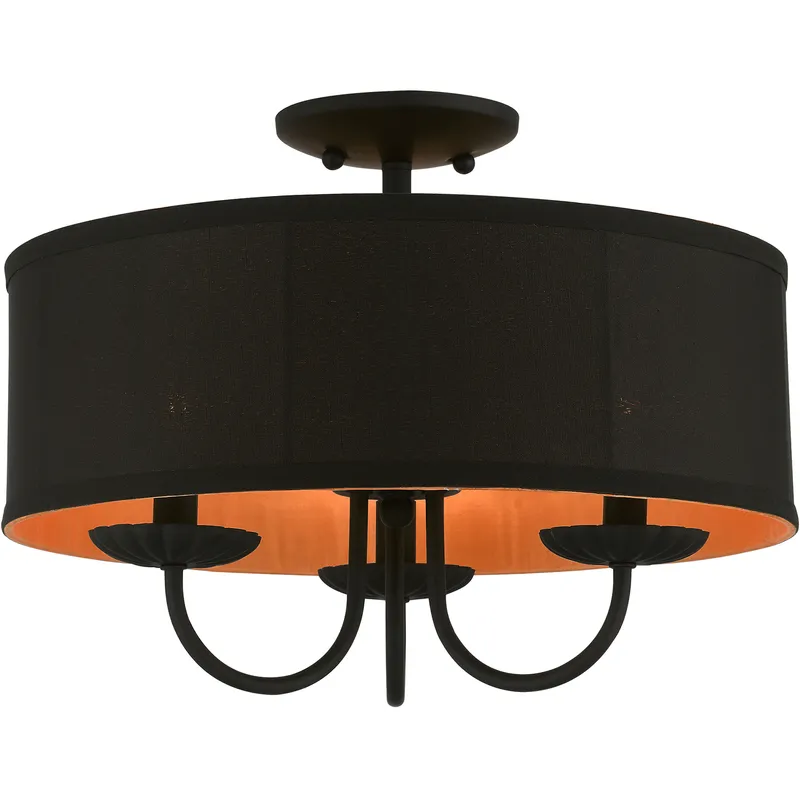 Winchester 3 Light 16 inch Black Semi-Flush Ceiling Light