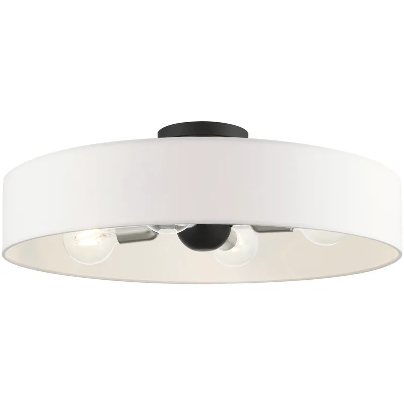 Venlo 4 Light 22 inch Black with Brushed Nickel Accents Large Semi-Flush Ceiling Light