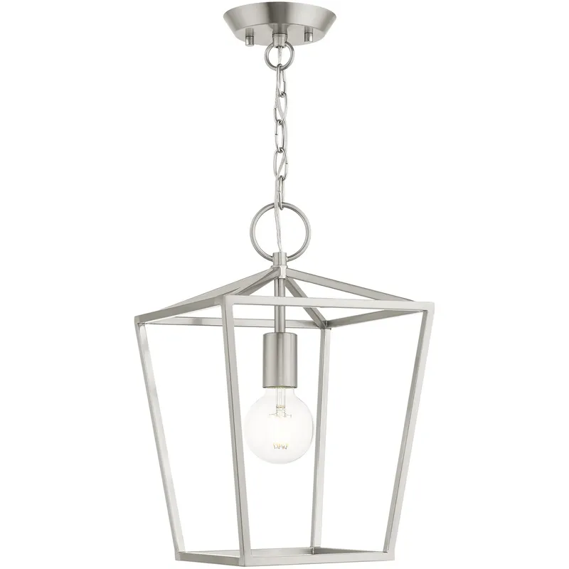 Devone 1 Light 10 inch Brushed Nickel Convertible Square Lantern/Semi-Flush Ceiling Light