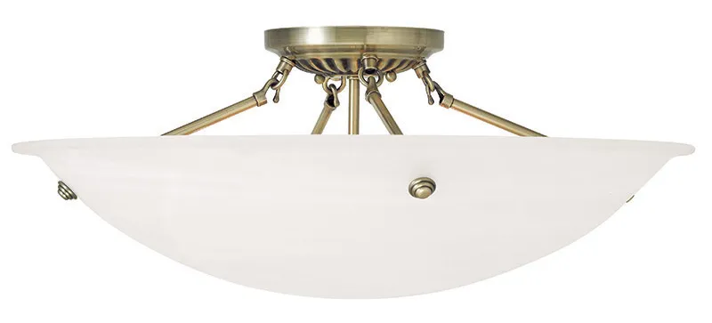 Oasis 4 Light 24 inch Antique Brass Semi-Flush Ceiling Light