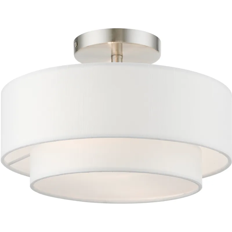 Meridian 2 Light 12 inch Brushed Nickel Semi-Flush Ceiling Light