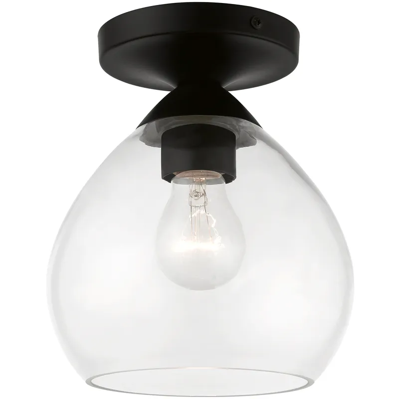 Catania 1 Light 7 inch Black Semi-Flush Ceiling Light