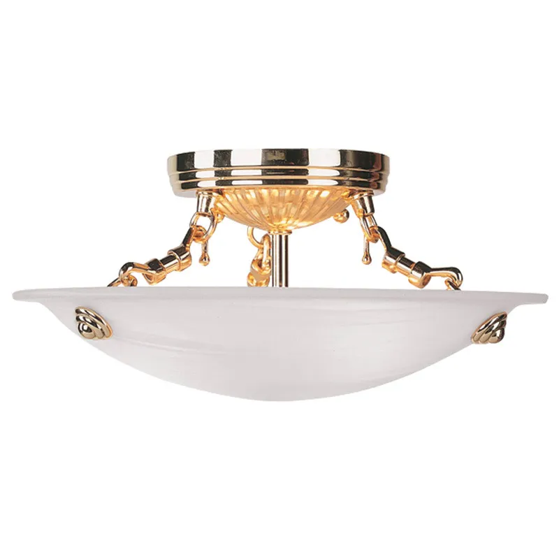 Oasis 3 Light 12 inch Polished Brass Semi-Flush Ceiling Light