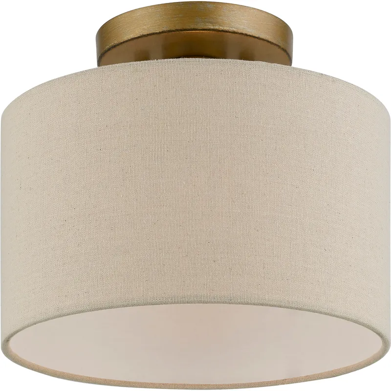 Burnett 1 Light 10 inch Antique Gold Leaf Small Semi-Flush Ceiling Light, Small