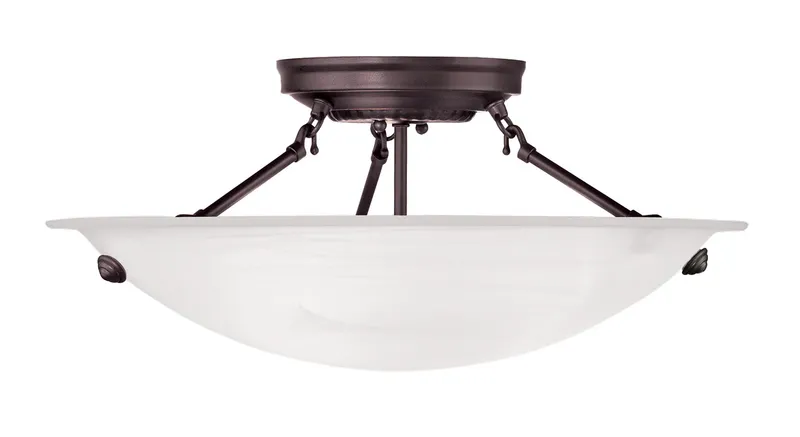 Oasis 3 Light 16 inch Bronze Semi-Flush Ceiling Light