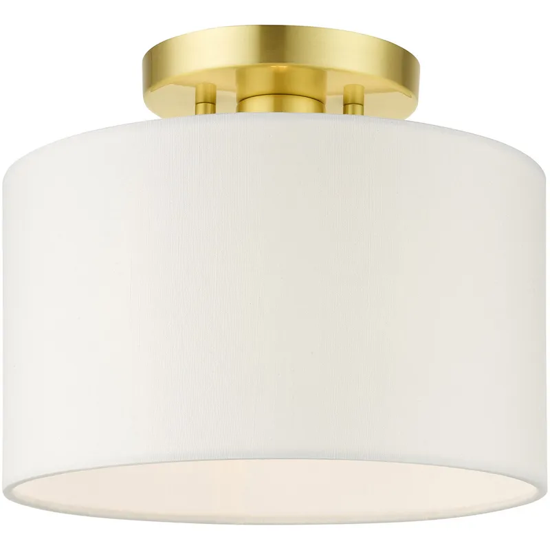 Meridian 1 Light 10 inch Satin Brass Small Semi-Flush Ceiling Light