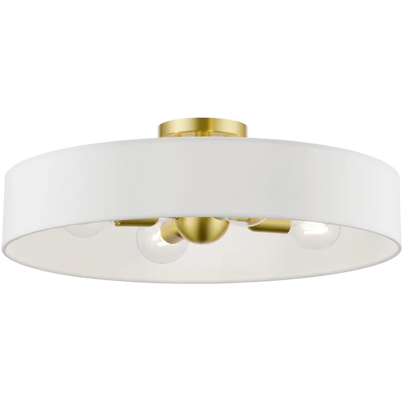 Venlo 4 Light 22 inch Satin Brass with Shiny White Accents Large Semi-Flush Ceiling Light, Large