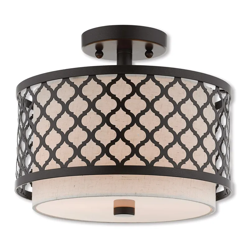 Arabesque 2 Light 11.88 inch English Bronze Semi-Flush Ceiling Light