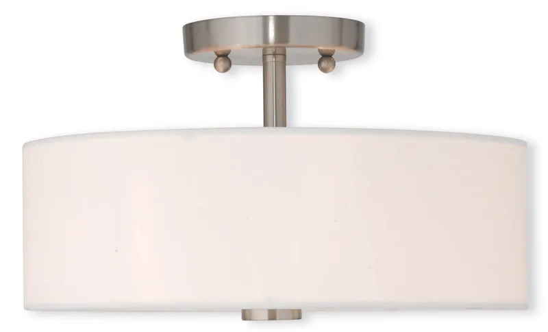Meridian 2 Light 13 inch Brushed Nickel Semi-Flush Ceiling Light