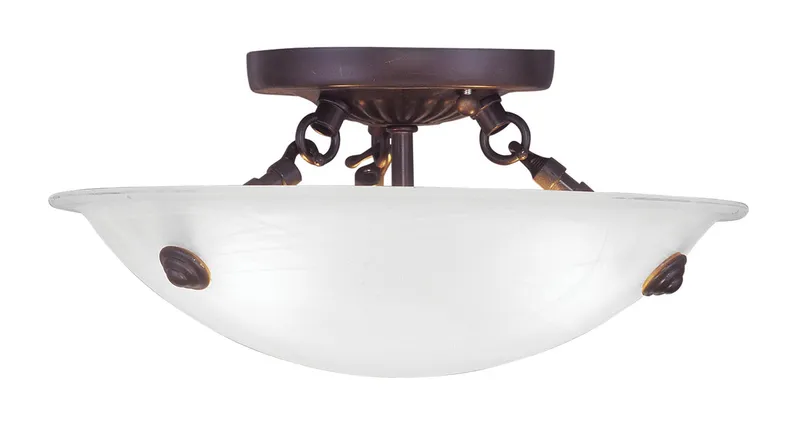 Oasis 3 Light 12 inch Bronze Semi-Flush Ceiling Light