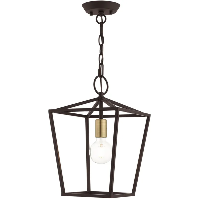 Devone 1 Light 10 inch Bronze Convertible Square Lantern/Semi-Flush Ceiling Light