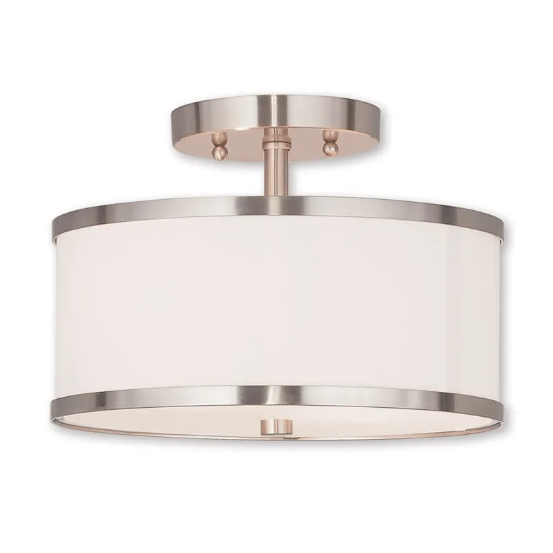 Park Ridge 2 Light 11 inch Brushed Nickel Semi-Flush Ceiling Light