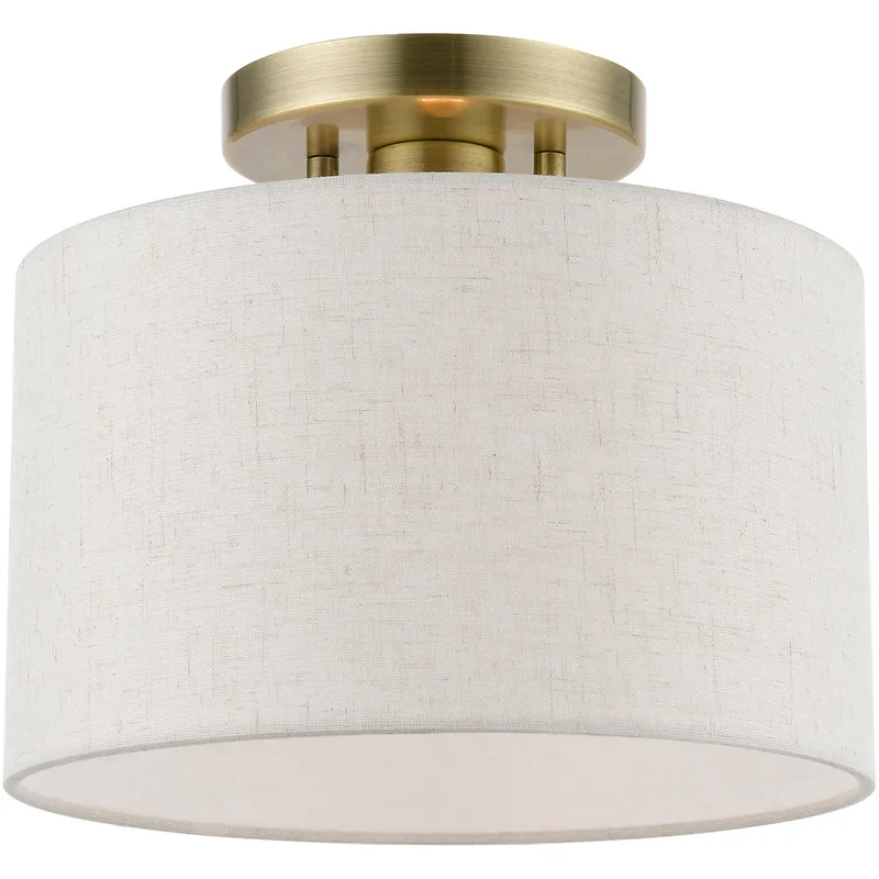 Blossom 1 Light 10 inch Antique Brass Small Semi-Flush Ceiling Light, Small