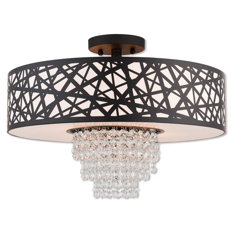 Allendale 4 Light 18 inch Bronze Large Semi-Flush Ceiling Light