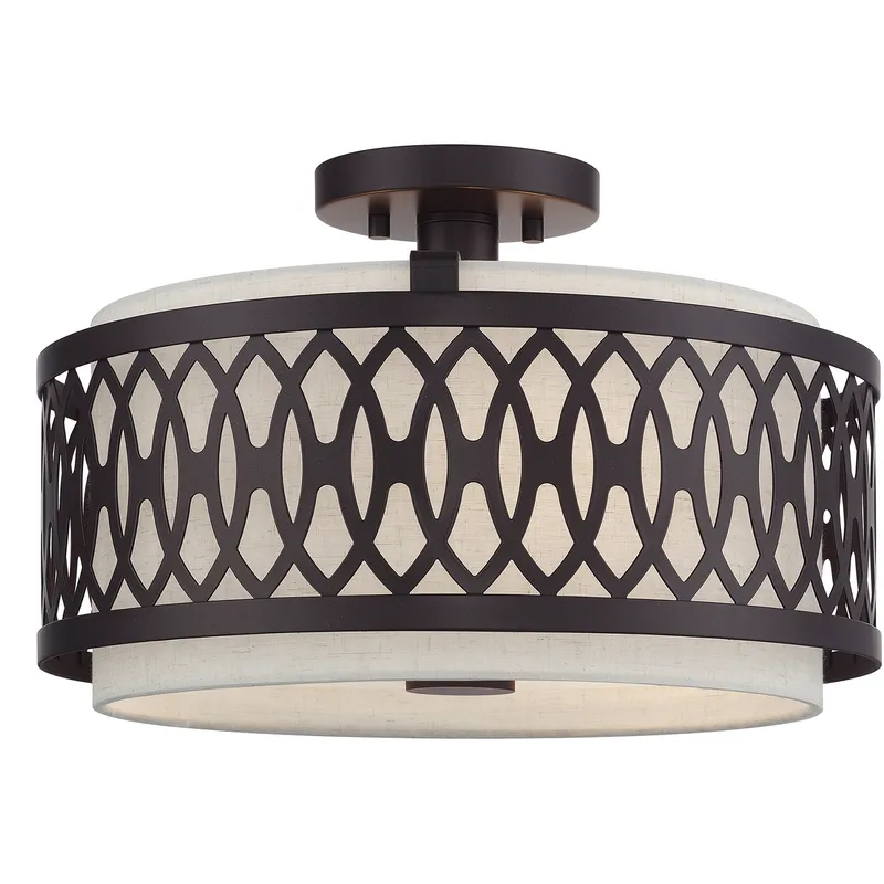 Vistaview 3 Light 15 inch English Bronze Semi-Flush Ceiling Light