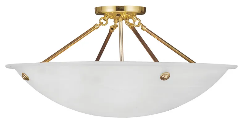 Oasis 4 Light 24 inch Polished Brass Semi-Flush Ceiling Light