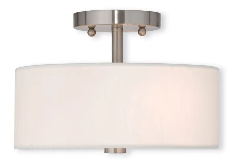 Meridian 2 Light 11 inch Brushed Nickel Semi-Flush Ceiling Light