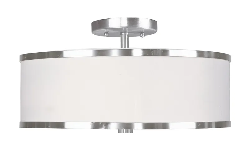 Park Ridge 3 Light 15 inch Brushed Nickel Semi-Flush Ceiling Light
