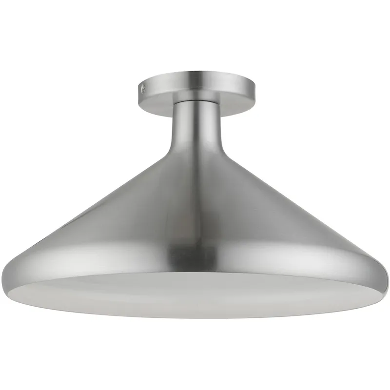Geneva 1 Light 15.25 inch Brushed Aluminum Cone Semi-Flush Ceiling Light