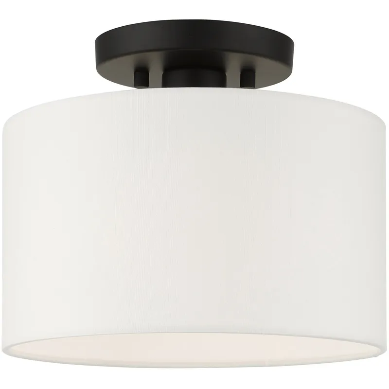 Meridian 1 Light 10 inch Black Small Semi-Flush Ceiling Light