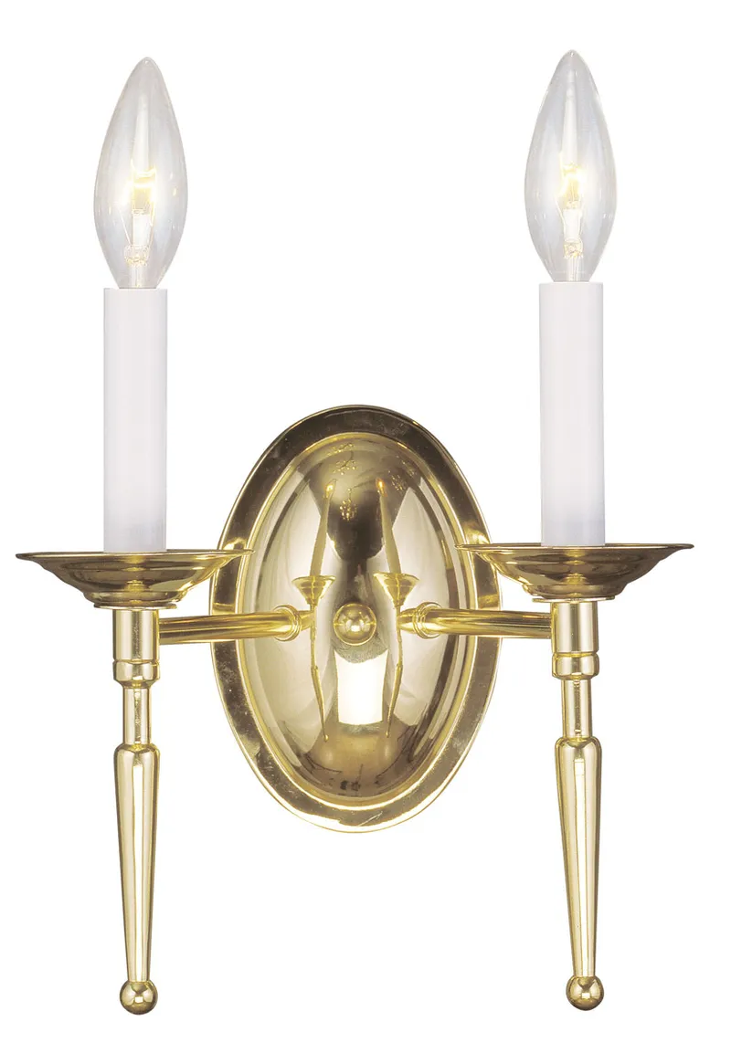 Williamsburgh 2 Light 9.5 inch Polished Brass Double Sconce Wall Light