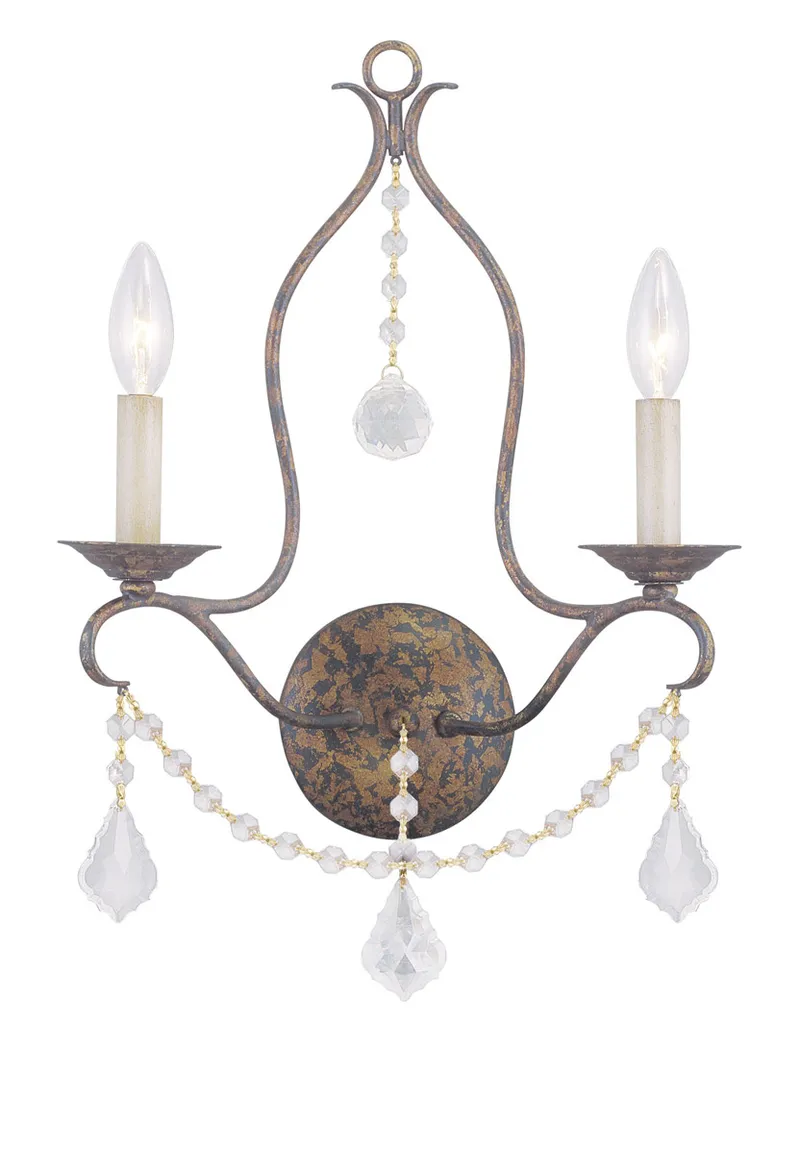 Chesterfield 2 Light 13 inch Hand Applied Venetian Golden Bronze Wall Sconce Wall Light