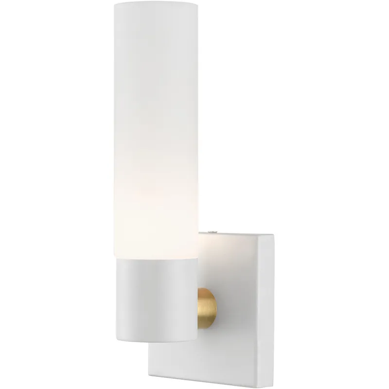 Aero 1 Light 4.5 inch Textured White with Antique Brass Accent ADA ADA Single Sconce Wall Light