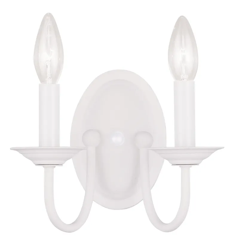 Home Basics 2 Light 9.75 inch White Double Sconce Wall Light