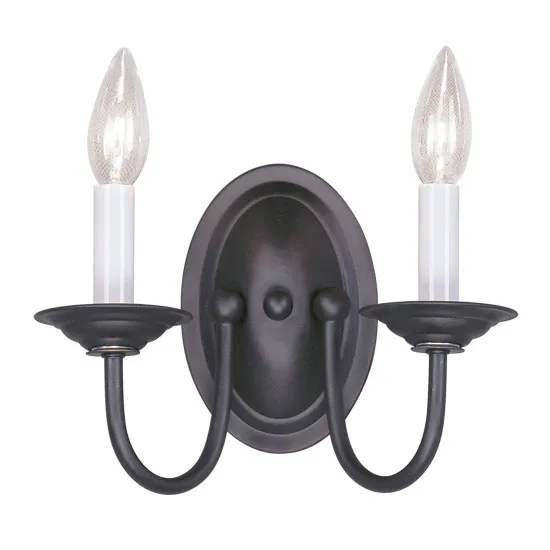 Home Basics 2 Light 9.75 inch Black Double Sconce Wall Light