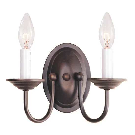 Home Basics 2 Light 9.75 inch Bronze Double Sconce Wall Light