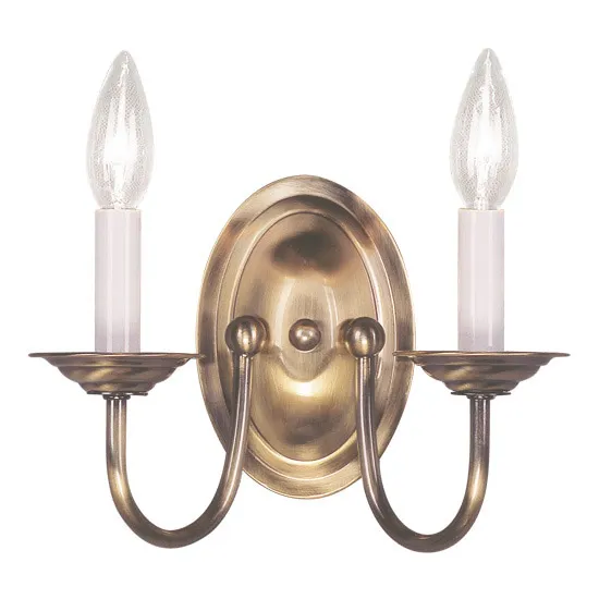 Home Basics 2 Light 9.75 inch Antique Brass Double Sconce Wall Light